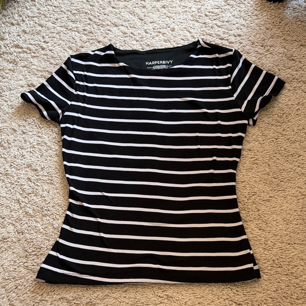 Black and White Striped Top